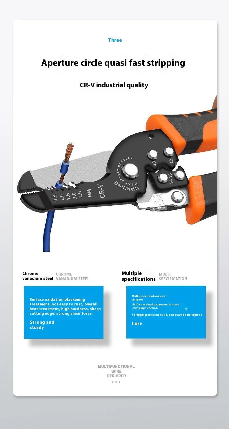 Fully automatic wire stripping pliers tool with box mounting for electrical work