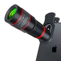 20x magnification mobile phone telescope with universal mounting clip and single eye mask on a white background