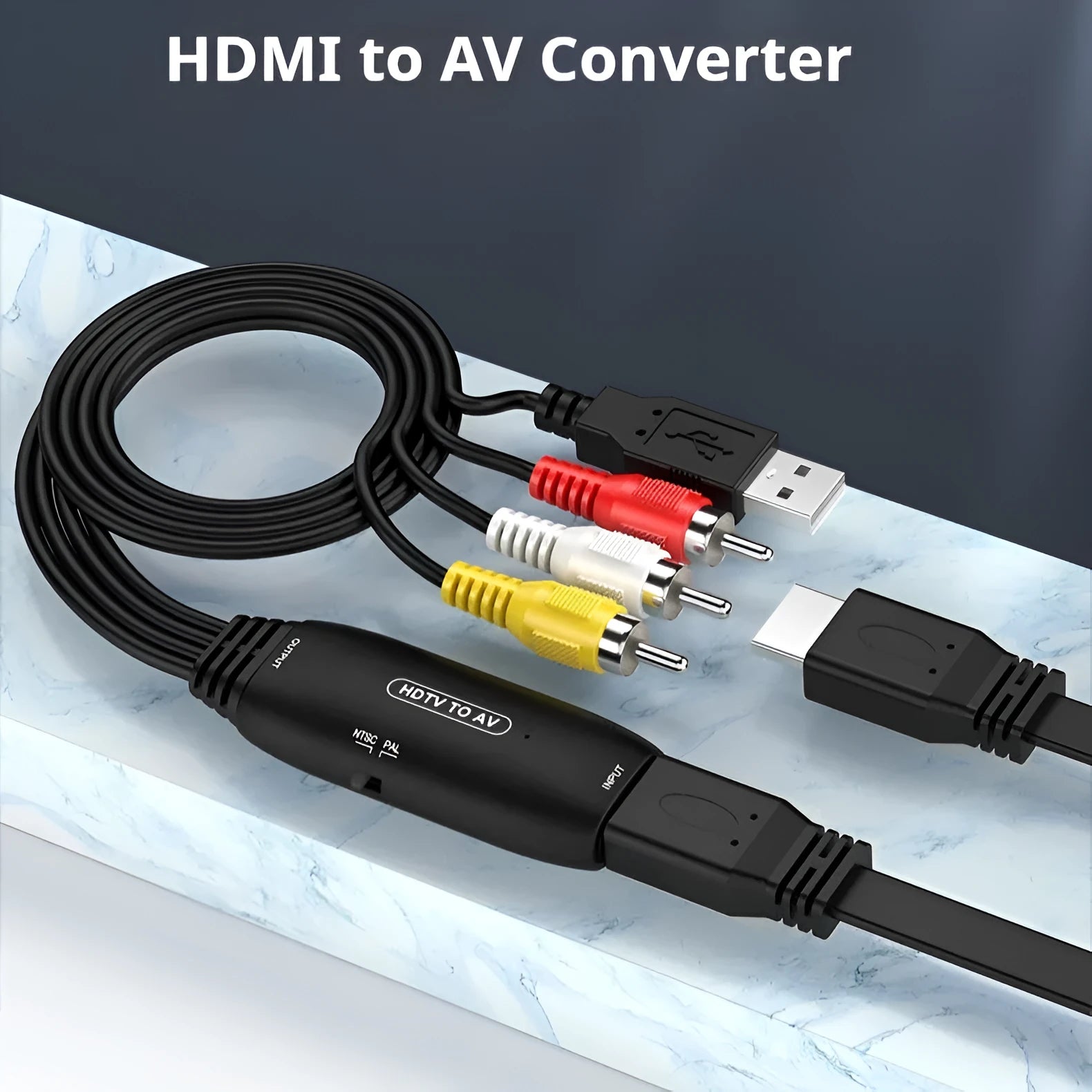 HDMI to AV converter adapter with 110cm cable for projector video transfer