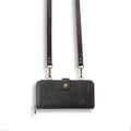 Detachable wallet phone case with magnetic leather flip cover shown in black blue brown red colours