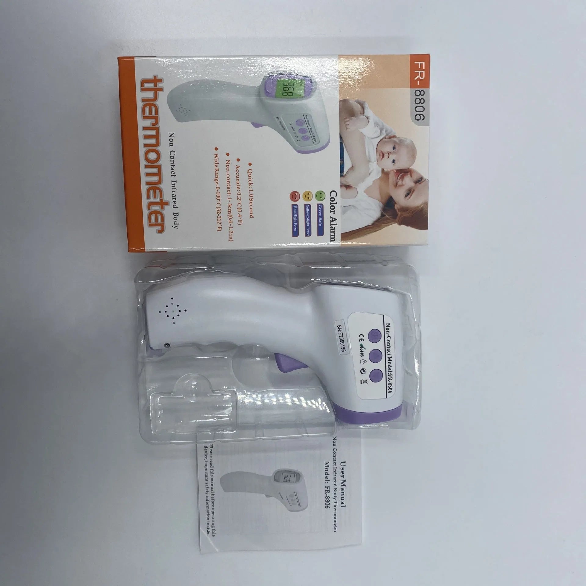White digital thermometer for non-contact temperature measurement with electronic display