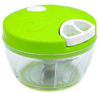 Green manual food chopper with stainless steel blades and 500ml ABS container