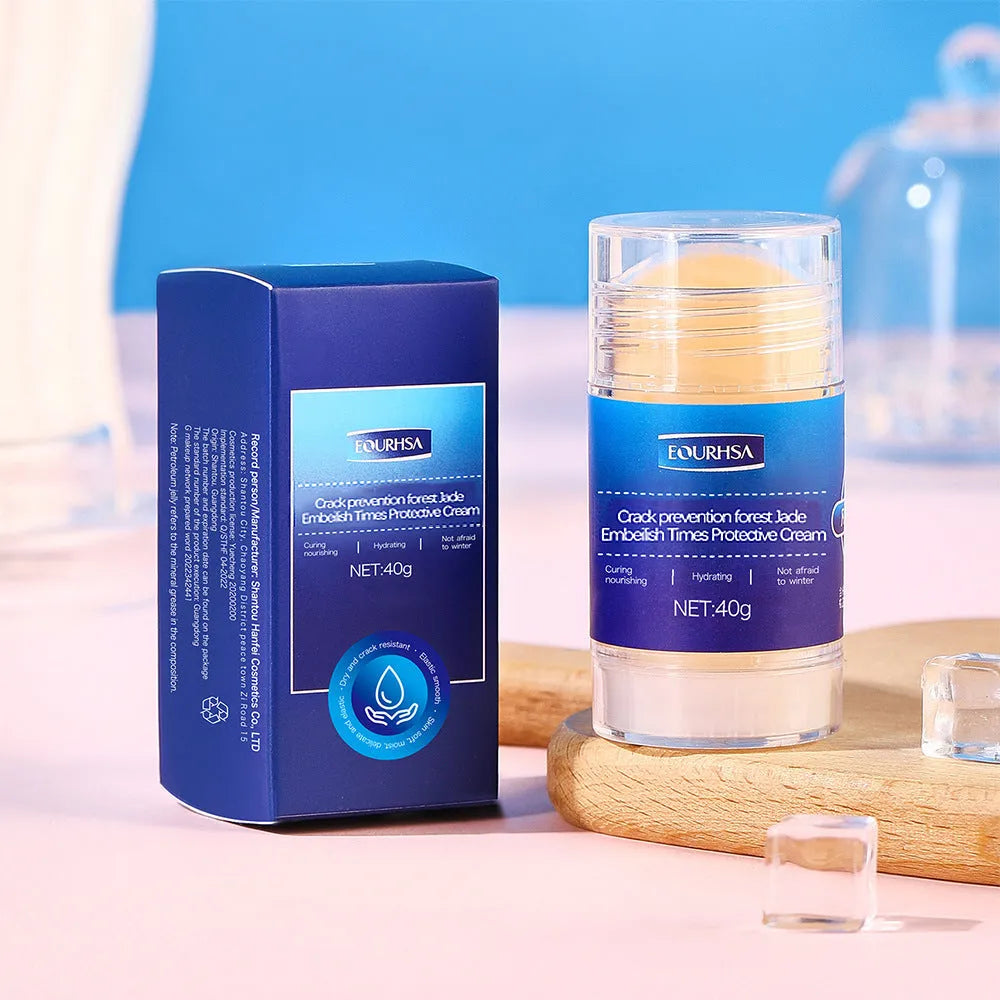 Moisturiser solid stick hand and foot balm with 25g content shown with flavour options