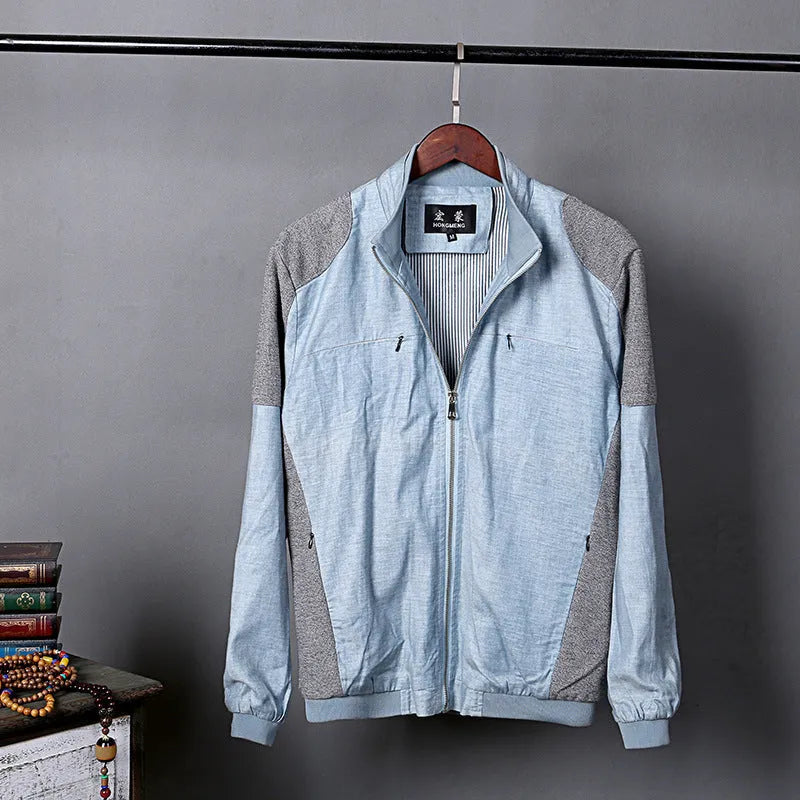 Men's thin linen jacket in regular cut with cotton fabric, available in multiple colours and extended sizes
