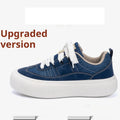 Men's black platform casual shoes with thick sole and lace-up front closure