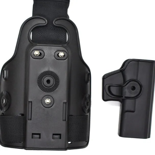 Tactical leg holster bag with quick-release waist plate in khaki colour for outdoor sports equipment