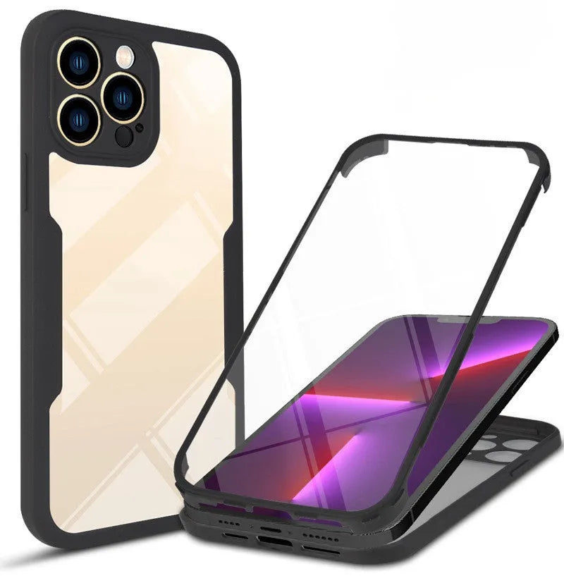 TPU mobile phone case for iPhone in multiple colours including black, blue, red, pink, green, and purple.