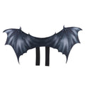 Black cloth bat wing costume accessory for a dog or cat on a Halloween background.