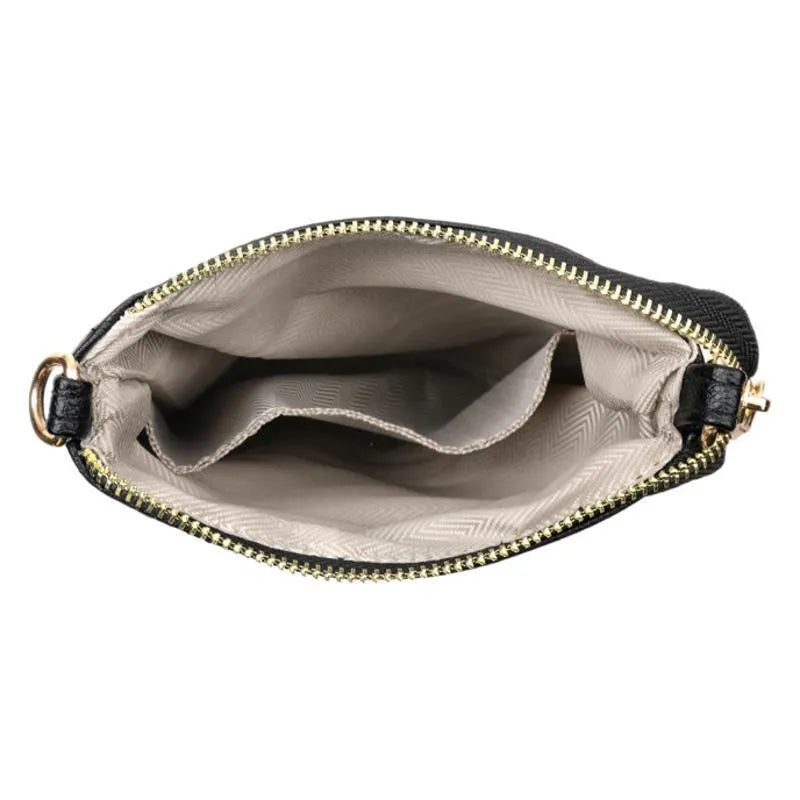 Soft PU leather shoulder messenger bag in a square vertical shape with a file compartment, shown in a floral stone pattern colour.