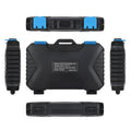 Black waterproof memory card case open showing compartments for CF SD TF SIM cards