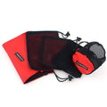 Set of five red travel storage bags made from Oxford cloth and mesh with zipper closures