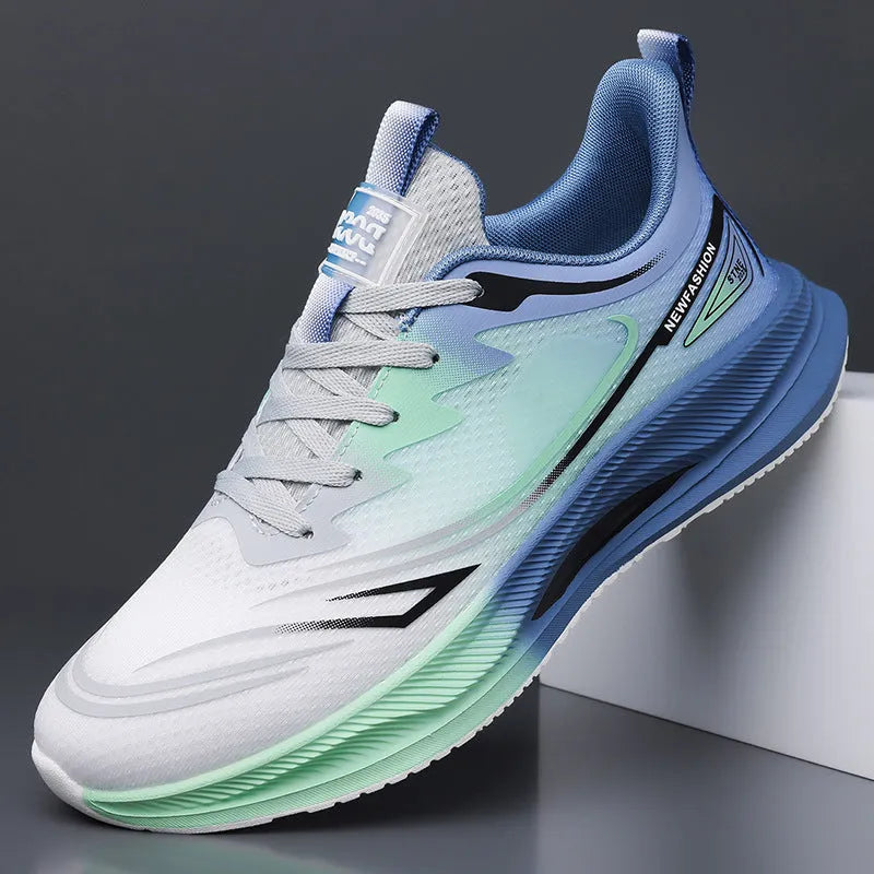 Men's low-top casual shoes in solid colours with mesh lining and a rubber sole.