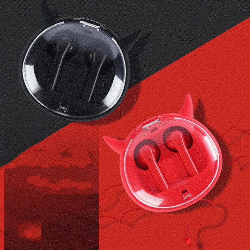 Macaron red TWS 5.0 wireless Bluetooth in-ear headset with charging case