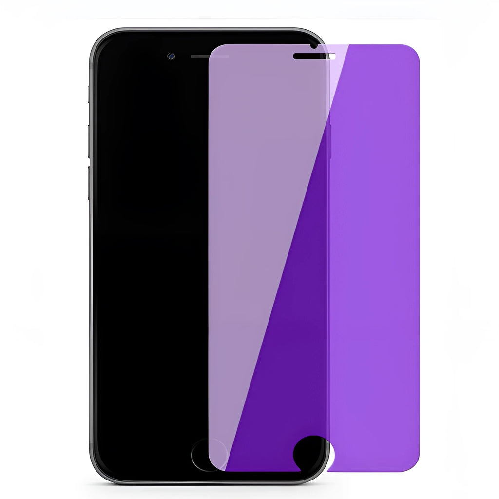 Vivo smartphone tempered glass screen protector in violet light colour showing full-screen coverage