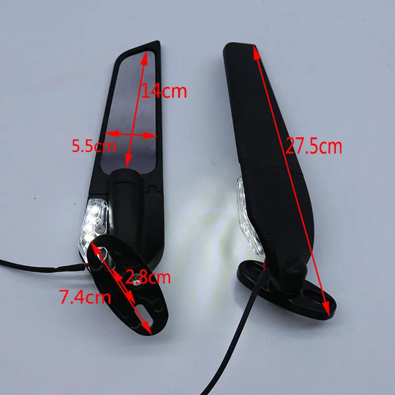 Motorcycle rearview mirror reflector with integrated yellow light and convex white glass lens