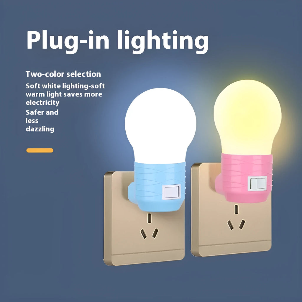 Plug-in bedside baby night light with coloured shell options and adjustable light modes