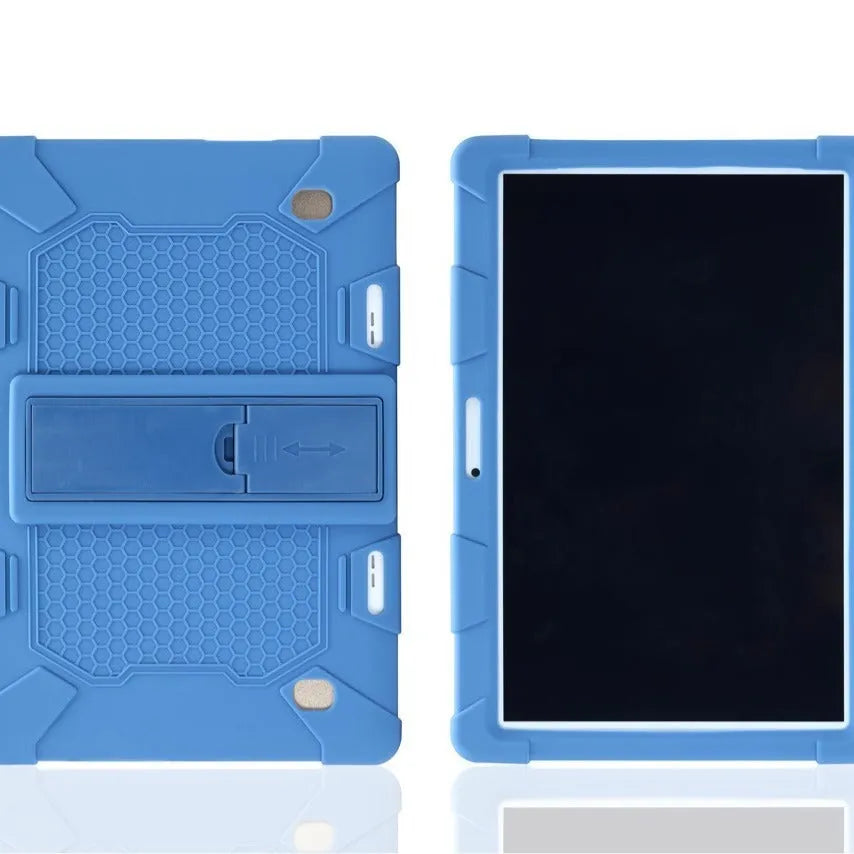Silicone protective case for 10.1-inch tablet in various colours with integrated bracket feature