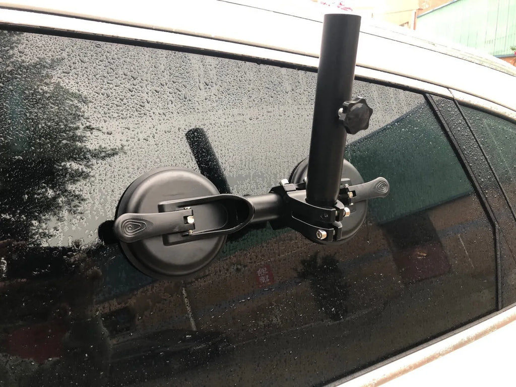 Black off-road car sucker base for windscreen flagpole mounting with round suction cup