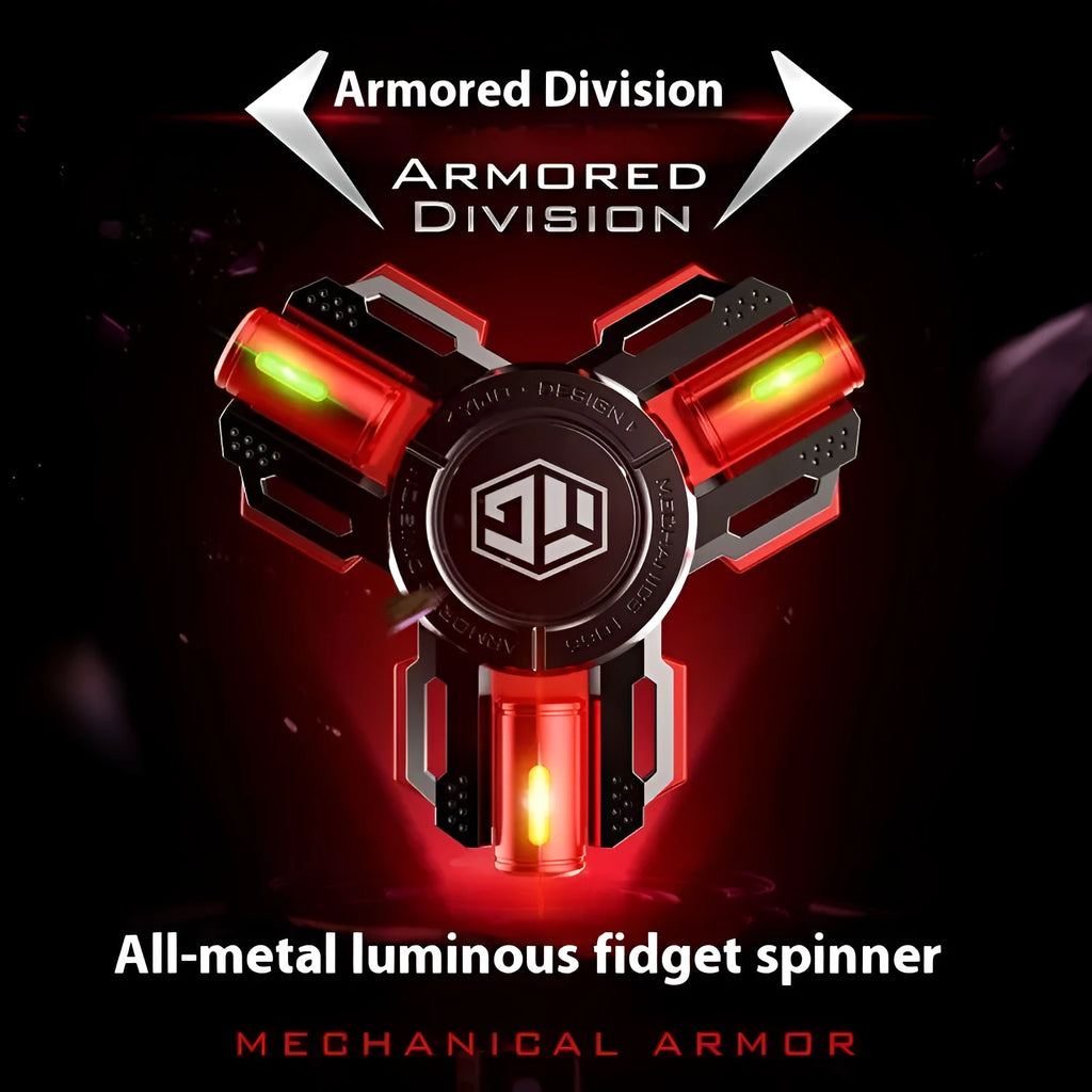 Glowing alloy fingertip spinning top in space silver luminous edition on desk