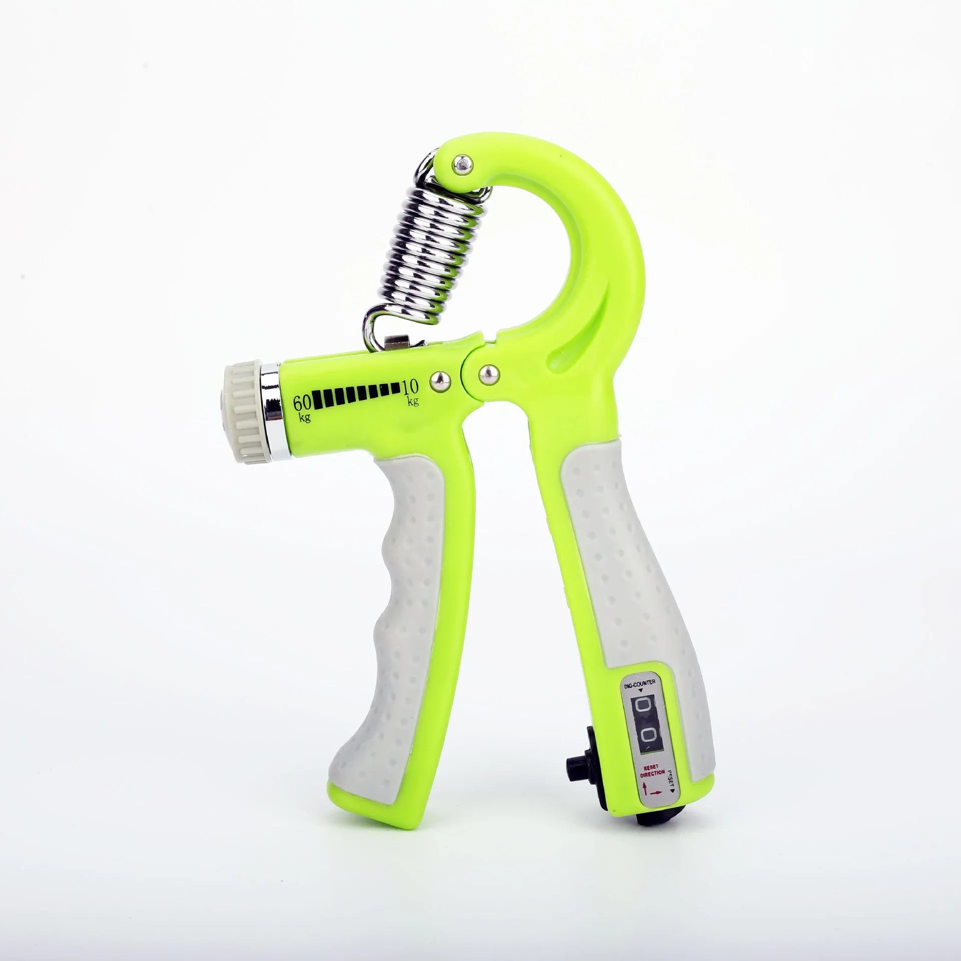 Black adjustable hand grip with mechanical counter, ABS and stainless steel, 16cm by 12cm