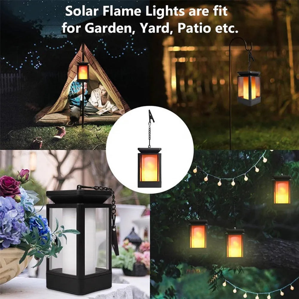 Antique flame design solar LED street lamp for outdoor garden lighting in black colour