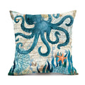 Sea turtle printed linen cushion cover 45x45cm with invisible zipper closure