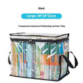 White large size waterproof PVC buggy bag with transparent front, shown next to a black version.