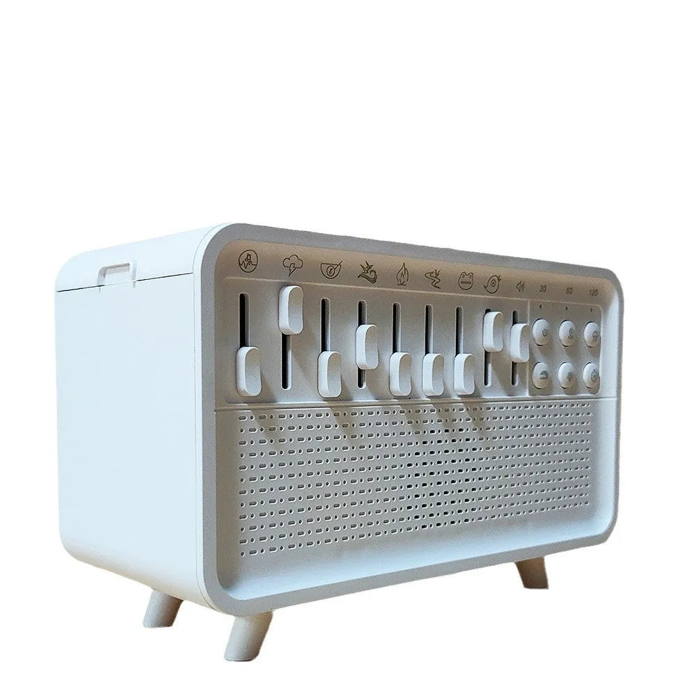 White geometric Bluetooth speaker white noise machine humidifier night light all-in-one device
