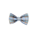 Sky blue grid pattern cloth dog collar and leash set with matching vest and bow tie