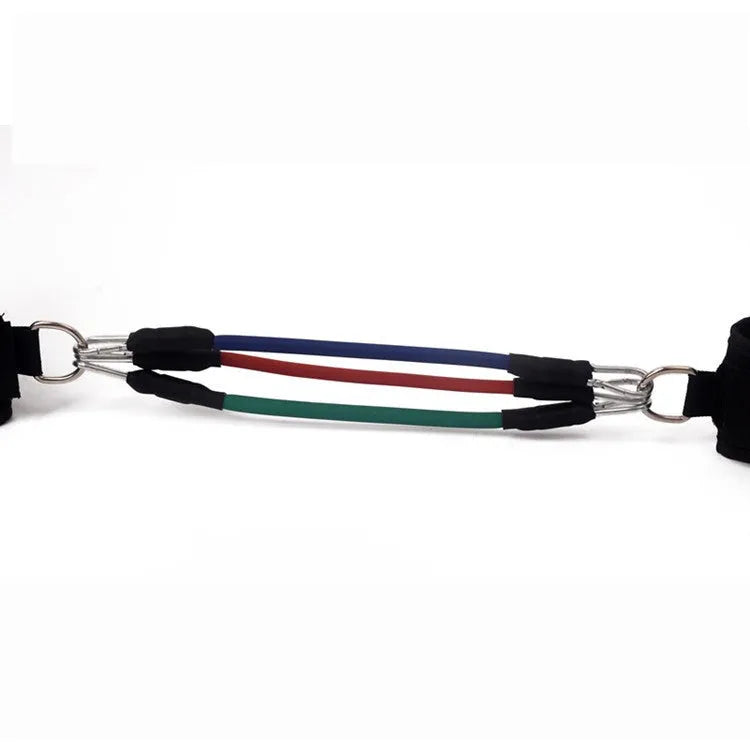 Black taekwondo pull rope training set for kicking drills and explosive leg force development