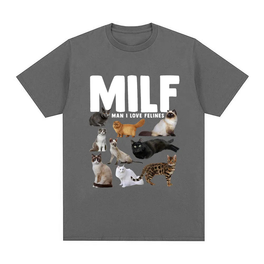 Geometric cat lover graphic printed on a short sleeve cotton T-shirt
