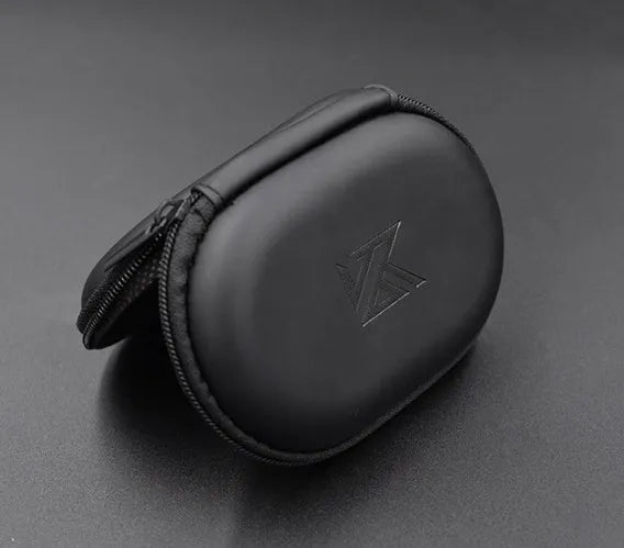 Black oval leather earphone storage case for EDX PRO and ZEX PRO models