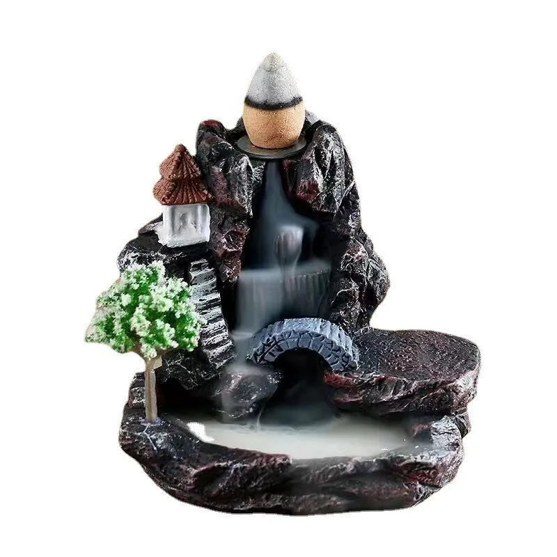 Ceramic backflow incense burner ornament in modern simple style with tree design