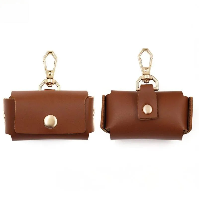 Leather ring storage bag in solid colour with hard shell design, 57x25x35mm, Korean style