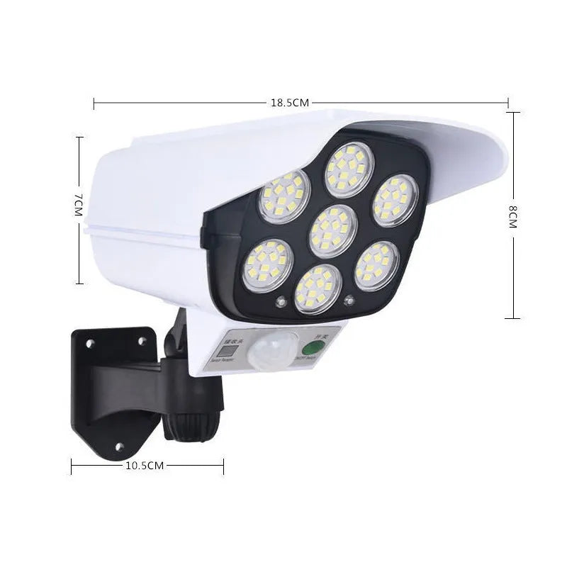 Abstract design solar-powered security lamp with motion sensor for outdoor wall or courtyard installation