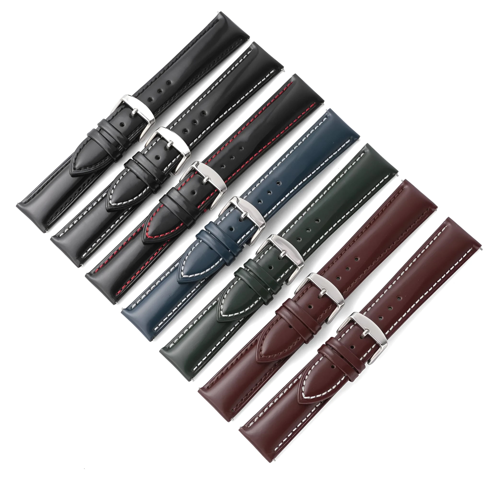 Quick release leather watch strap bright cowhide band in multiple colours and widths from 18mm to 22mm