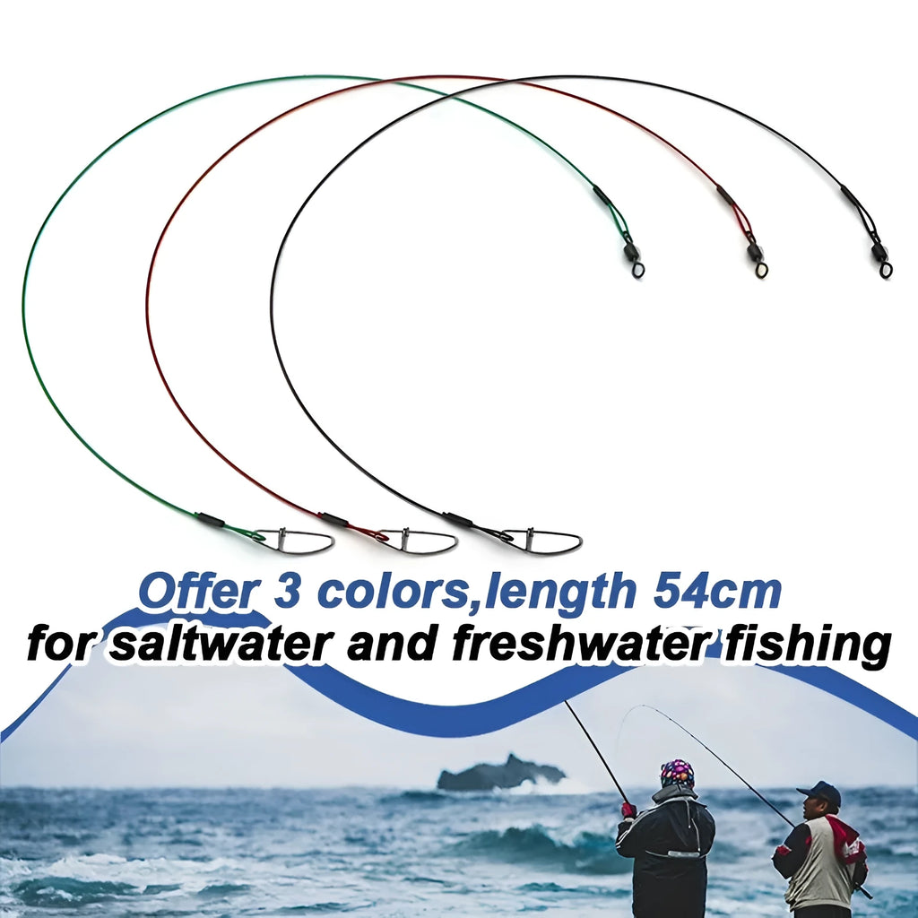 Copper-coated stainless steel fishing wire with double buckle pins in green colour