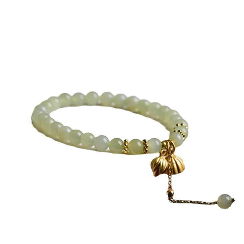 Shihuan natural Hetian Jade bracelet with 6mm beads, constellation pattern and fu character.