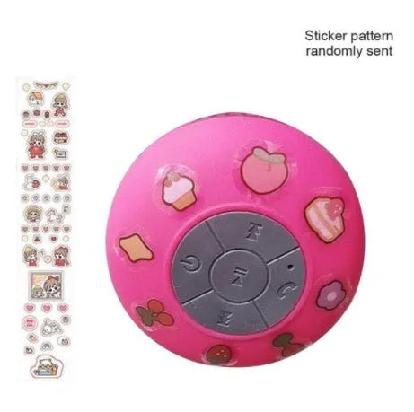 Small waterproof Bluetooth speaker with silicone suction cup base in five colour options