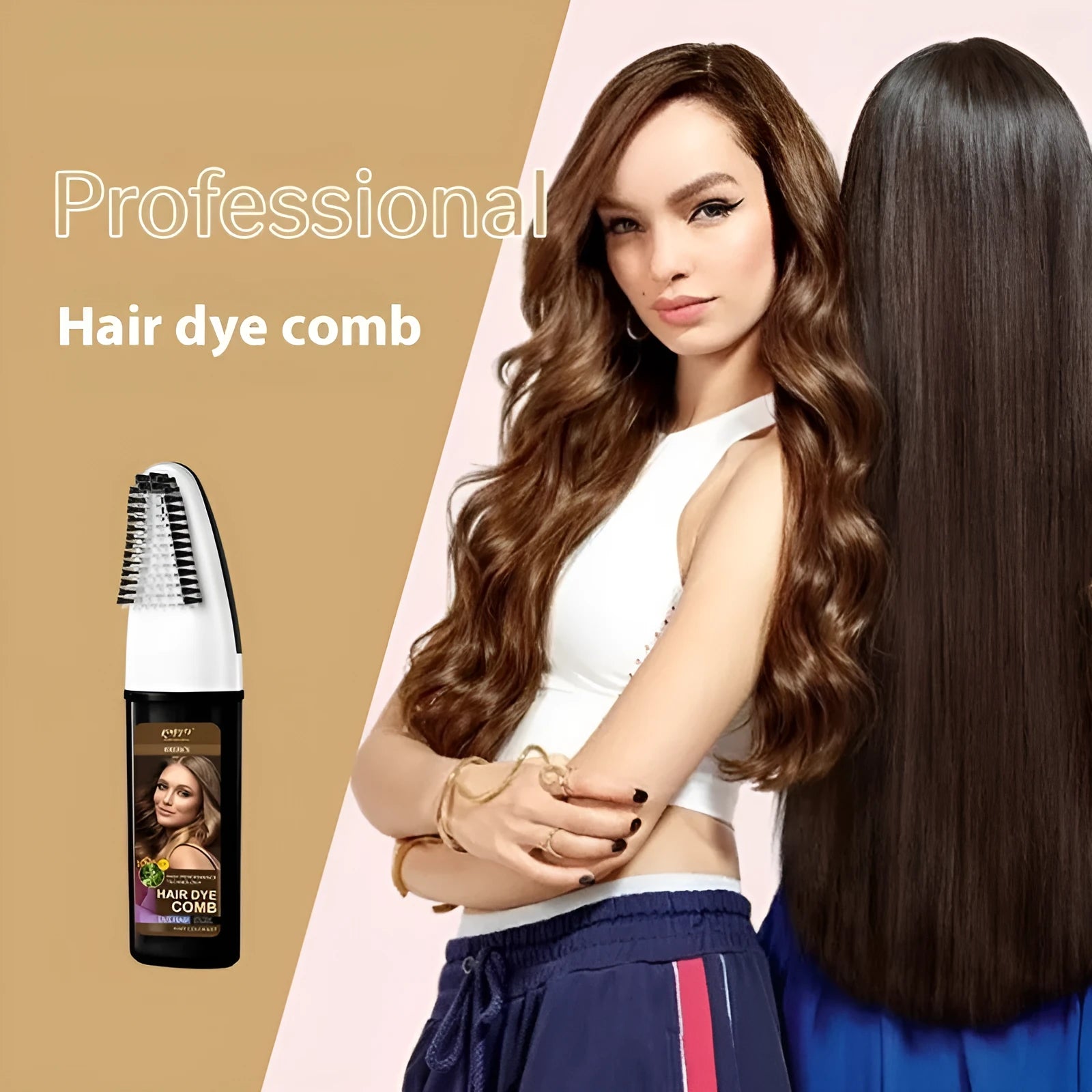 Hair dye colour cream kit with easy-colouring comb in brown, wine red and dark brown 200ml bottles