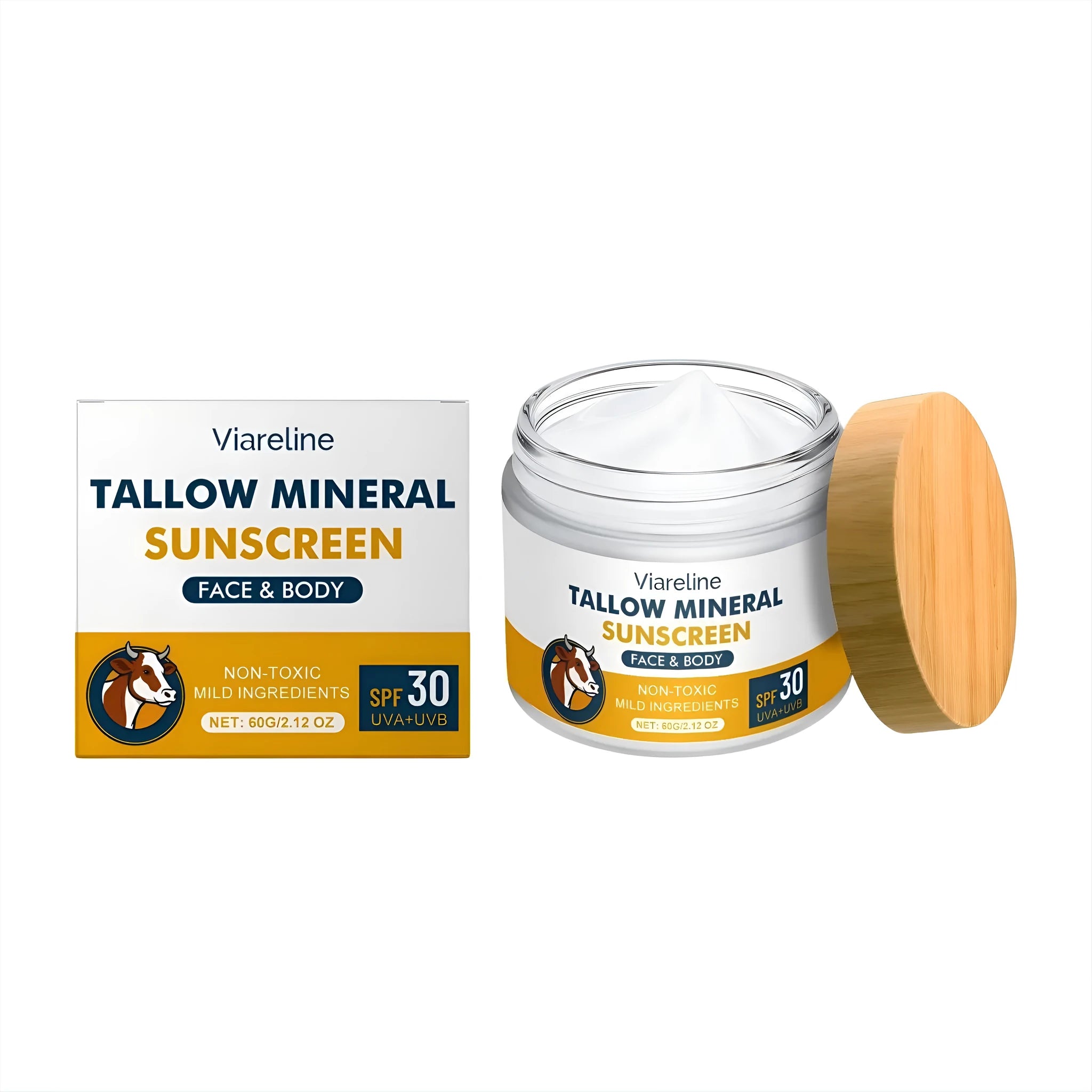 60g tube of cow fat moisturising sunscreen with tallow and mineral UV protection ingredients