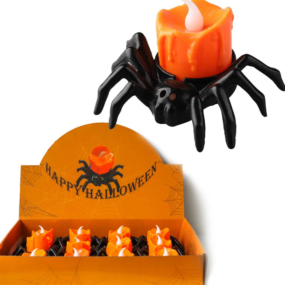 Halloween spider candlestick ornament plastic decorative candle light