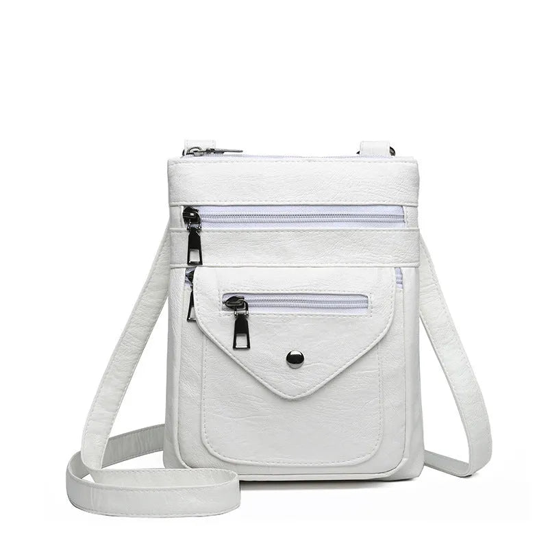 Vertical square crossbody mobile phone bag for women in PU material with sewing line detailing
