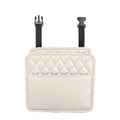 Black leather car hanging storage bag measuring 25cm by 25cm