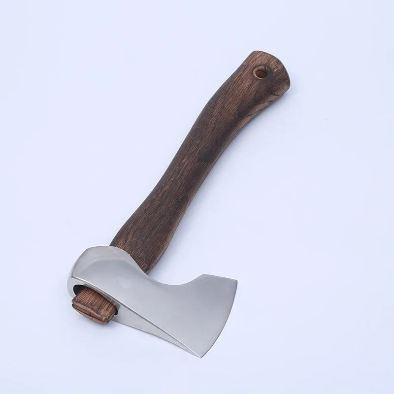 Camping axe with wooden handle and high carbon steel head, 250mm length tool