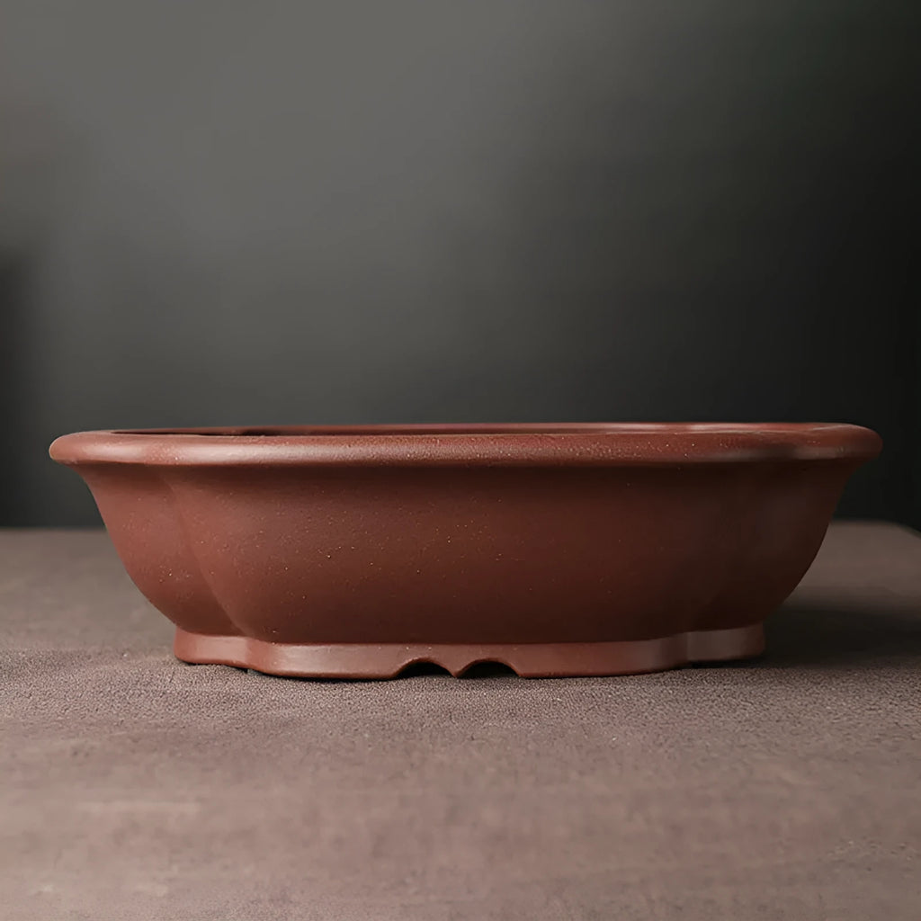 Handmade purple clay bonsai basin with classical Chinese style design