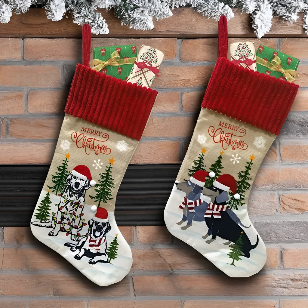 Cloth Christmas tree pendant with cat and dog designs measuring 46 by 28cm