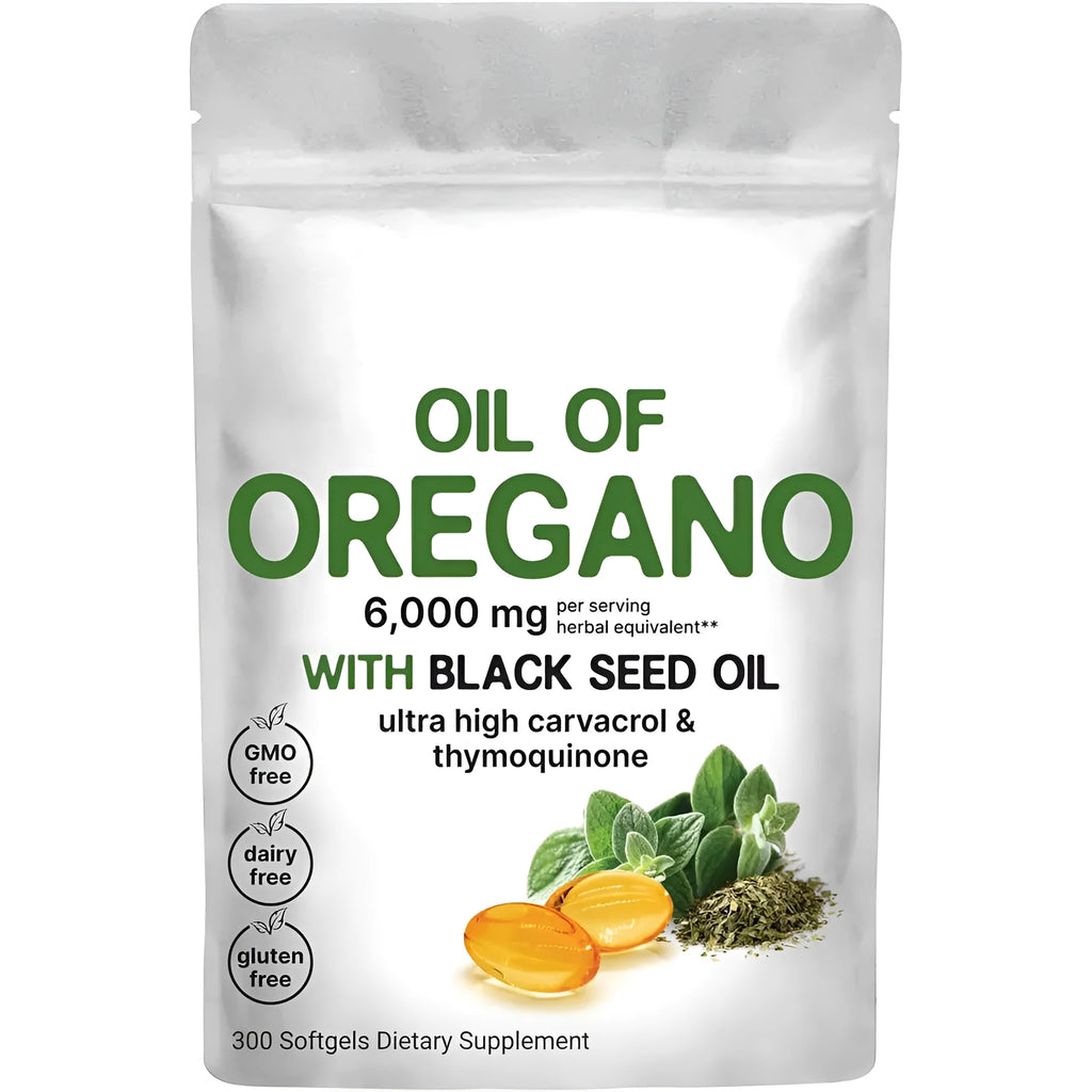 Bottle of butter black seed oil soft gel capsules for adults, showing 180 or 300 tablet pack option.
