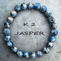 Handmade geometric bracelet made from natural K2 azurite stone beads.