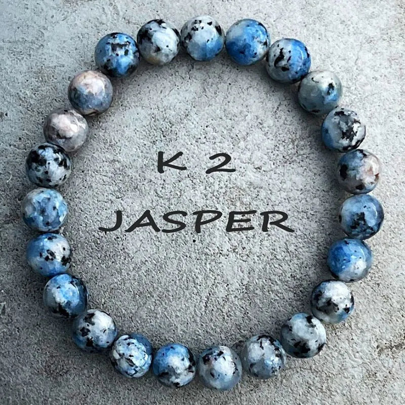 Handmade geometric bracelet made from natural K2 azurite stone beads.
